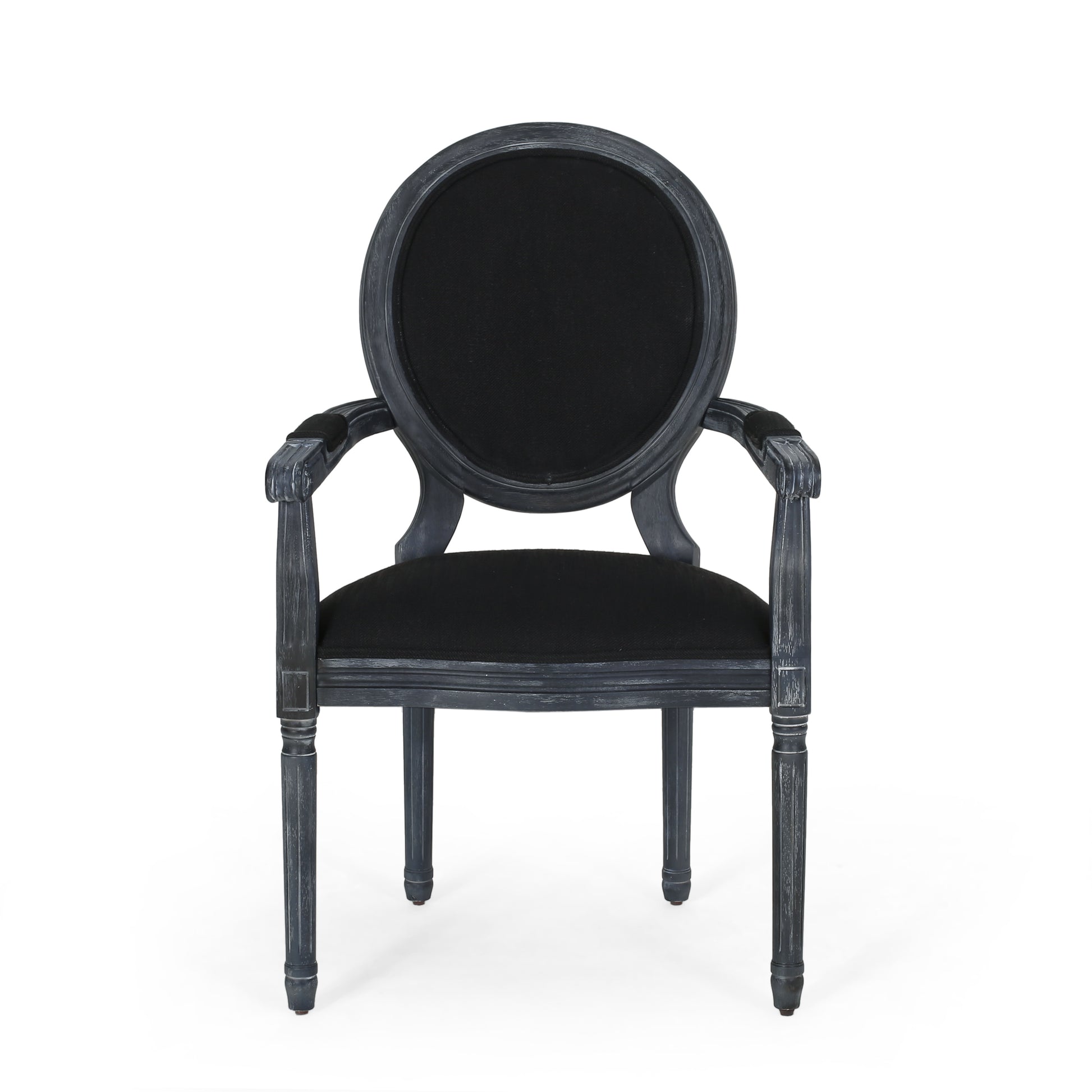 Dining Chair Mp2 Set Of 2 Black Wood Fabric