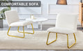 One White Minimalist Armless Sofa Chair With Plush Cushion And Backrest Paired With Golden Metal Legs, Suitable For Offices, Restaurants, Kitchens, Bedrooms White Plush