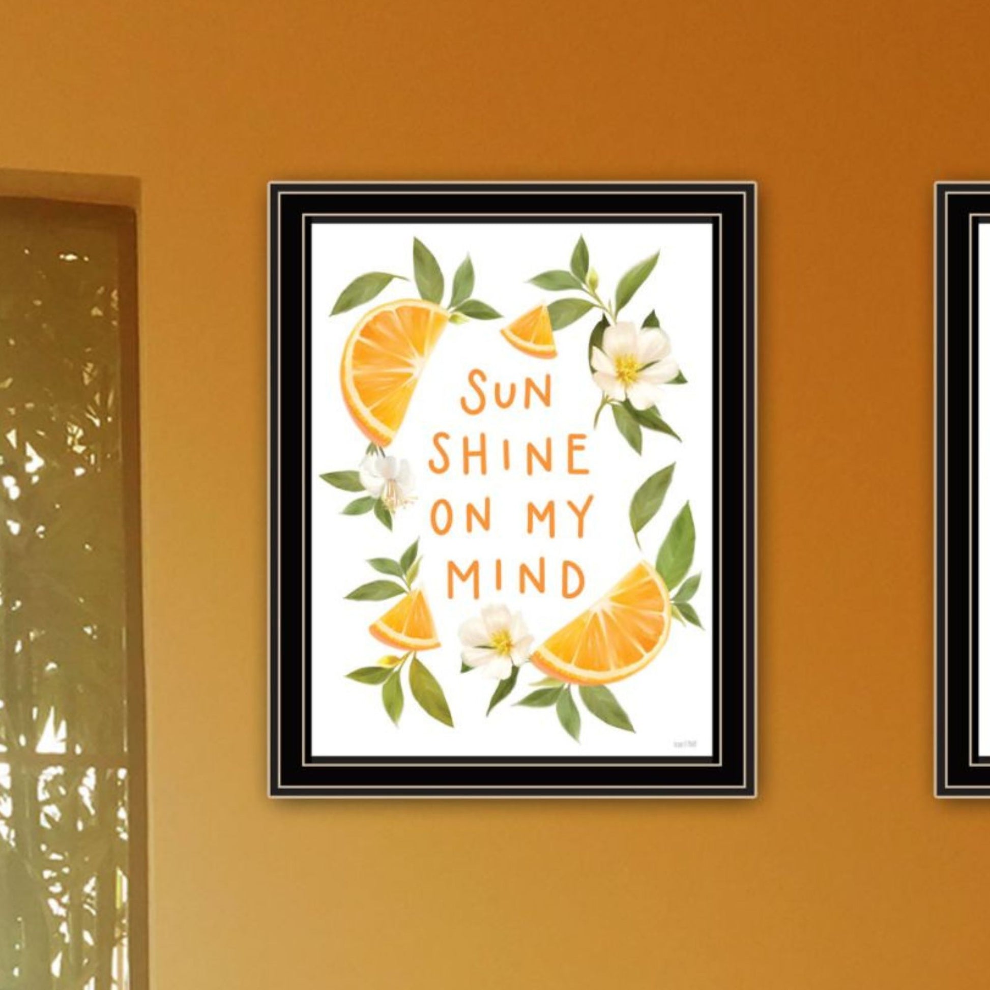 "Sunshine On My Mind Oranges" Framed Wall Art For Living Room, Wall Art Print For Home Decor, Bedroom Wall Art By House Fenway Multicolor Wood Paper