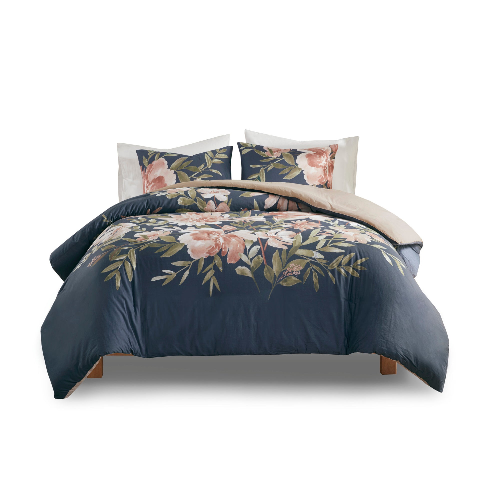 3 Piece Cotton Duvet Cover Set King Multicolor Polyester