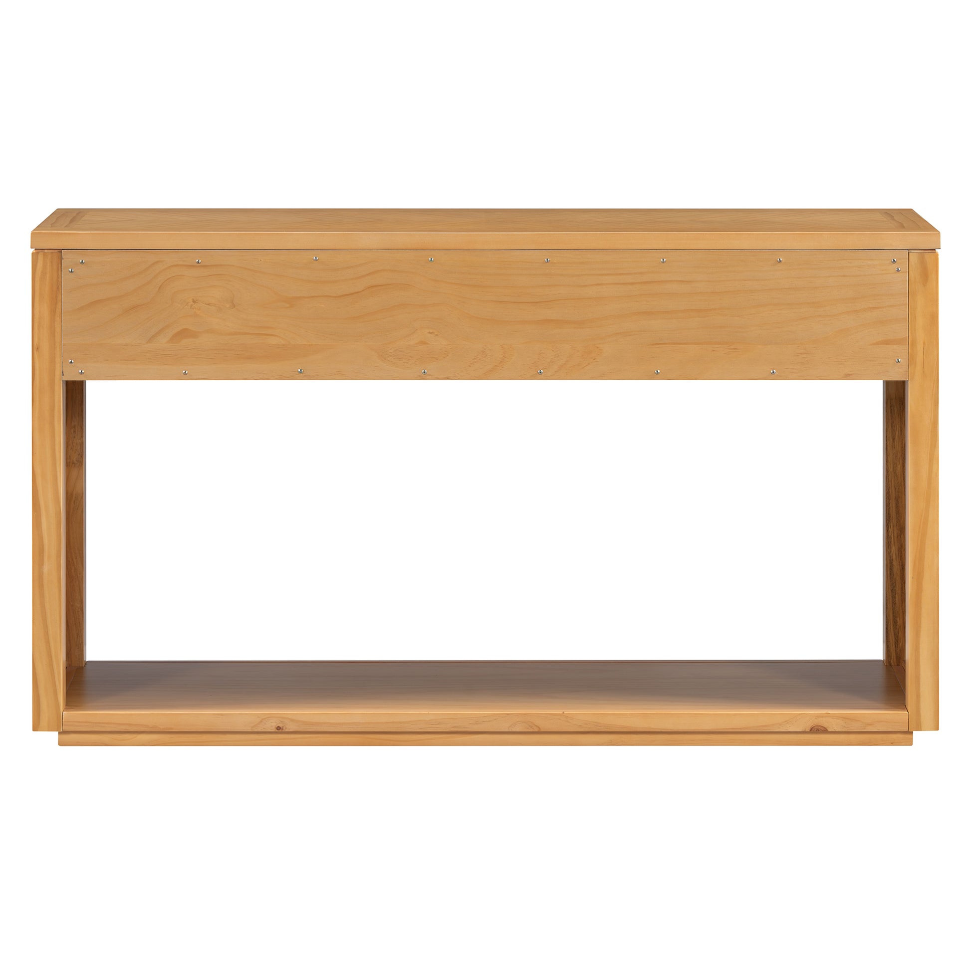 55" Console Table, Rustic Wooden Entryway Table With Storage Drawers And Open Shelf, Elegant Sofa Table For Hallway And Living Room Natural Natural Primary Living Space Mdf