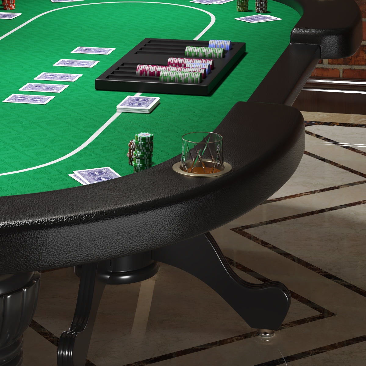 96" Oval Aura Poker Table For 10 Players Texas Holdem Poker Card With Bet Line Felt Surface Jumbo Cup Holders Green Green Primary Living Space Modern Wood