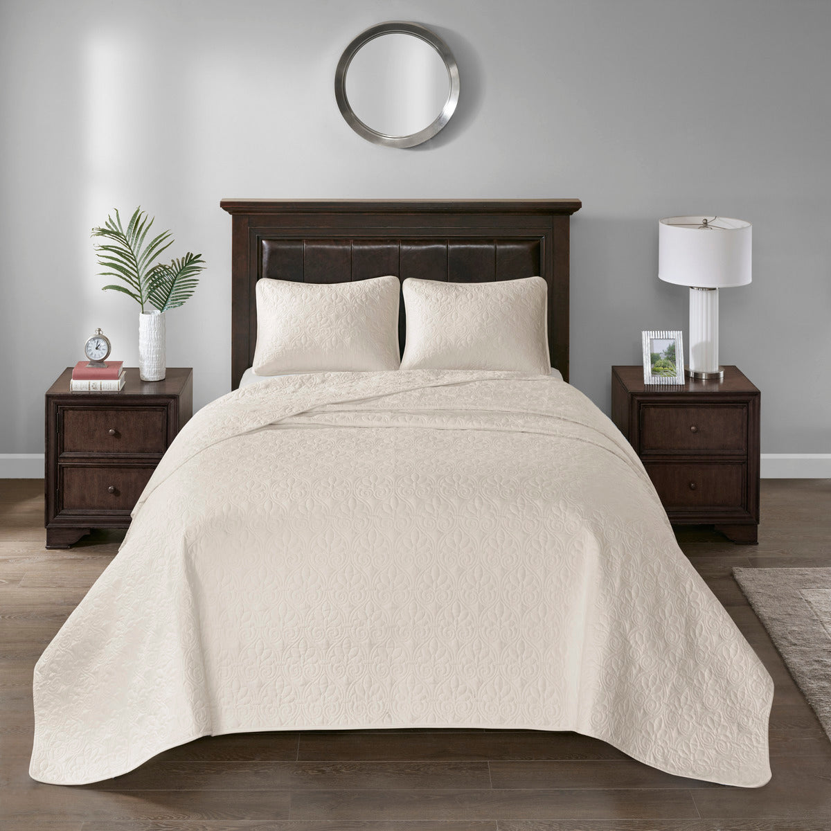 Reversible Bedspread Set Cream Full Cream Cotton