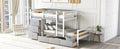 Twin Over Twin Loft Bunk Bed With Drawers And Ladder, Gray Twin Gray Pine