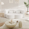 Modern Floor Sofa With 2 Pillows,Convertible Teddy Fabric Foam Filled Sleeper Sofa Bed,15