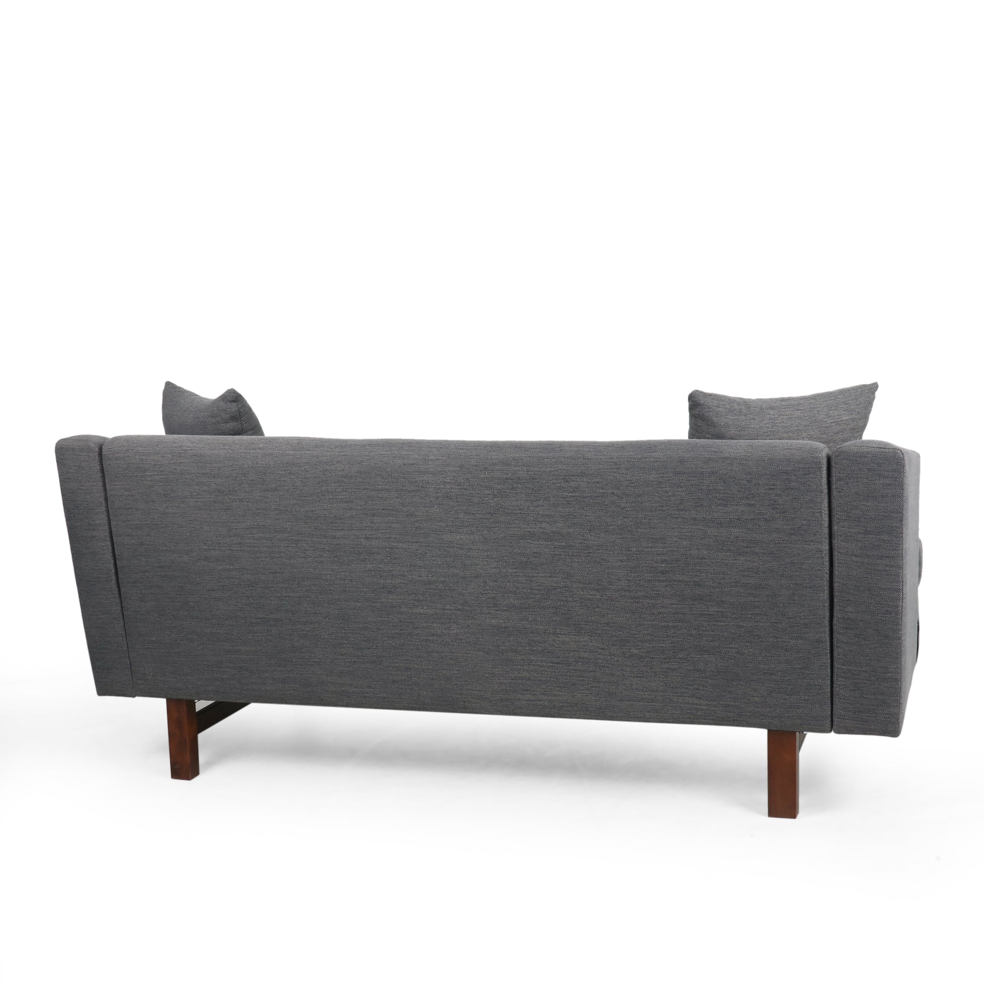 Mirod Comfy 3 Seat Sofa With Wooden Legs, For Living Room And Study Charcoal Fabric 3 Seat