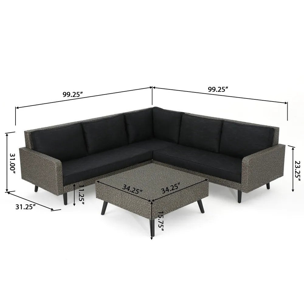 Tahiti Sofa Set Black Pe Rattan Iron Waterproof Fabric