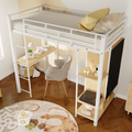 Twin Size Metal Loft Bed With Built In Wardrobe, Desk And Shelves, Black Expected Arrival Time: 9.3 Box Spring Not Required Twin White Metal Mdf Metal