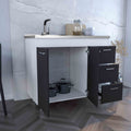 Base Double Door Cabinet, Three Drawers, White Black Multicolor Solid Wood Mdf Engineered Wood