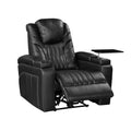 Pu Leather Power Recliner Home Theater Recliner With Power Adjustable Headrest, Wireless Charging Device, Usb Port, Storage Arms, Cup Holder And Swivel Tray Table For Living Room, Black Black Foam Pu Leather