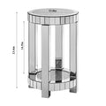 Mirror Round Table With Crystal Inlay, 2 Layer Modern Small Sofa Table With Storage Space, Silver Decorative Table Suitable For Living Room, Bedroom, Coffee And Small Spaces Mirrored Finish Primary Living Space Round Silver Floating Desk American Design