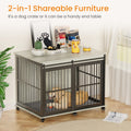 Furniture Dog Crate Sliding Iron Door Dog Crate With Mat. Grey,43.7''W X 30''D X 33.7''H Grey Dog Particle Board