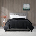 Lightweight Down Alternative Blanket With Satin Trim Black Twin Black Polyester