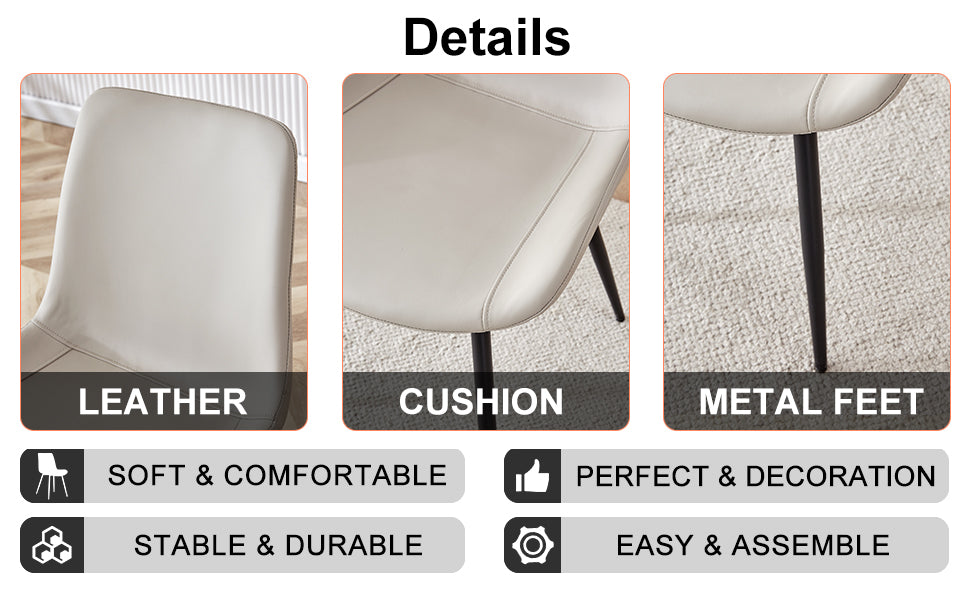 Table And Chair Set, White Imitation Marble Texture Rock Board Table Top, Black Metal Table Legs, Stable And Beautiful. Modern Simple Dining Table, Comfortable Seating. White Gray Metal