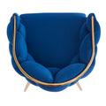 Set Of 2 Luxury Handmade Accent Chair With Gold Legs, Modern Velvet Armchair For Living Room And Bedroom Blue Foam Velvet