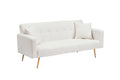 71.7 Inch Beige Teddy Fleece Sofa Bed Bring Two Throw Pillows Light Beige Fabric 2 Seat