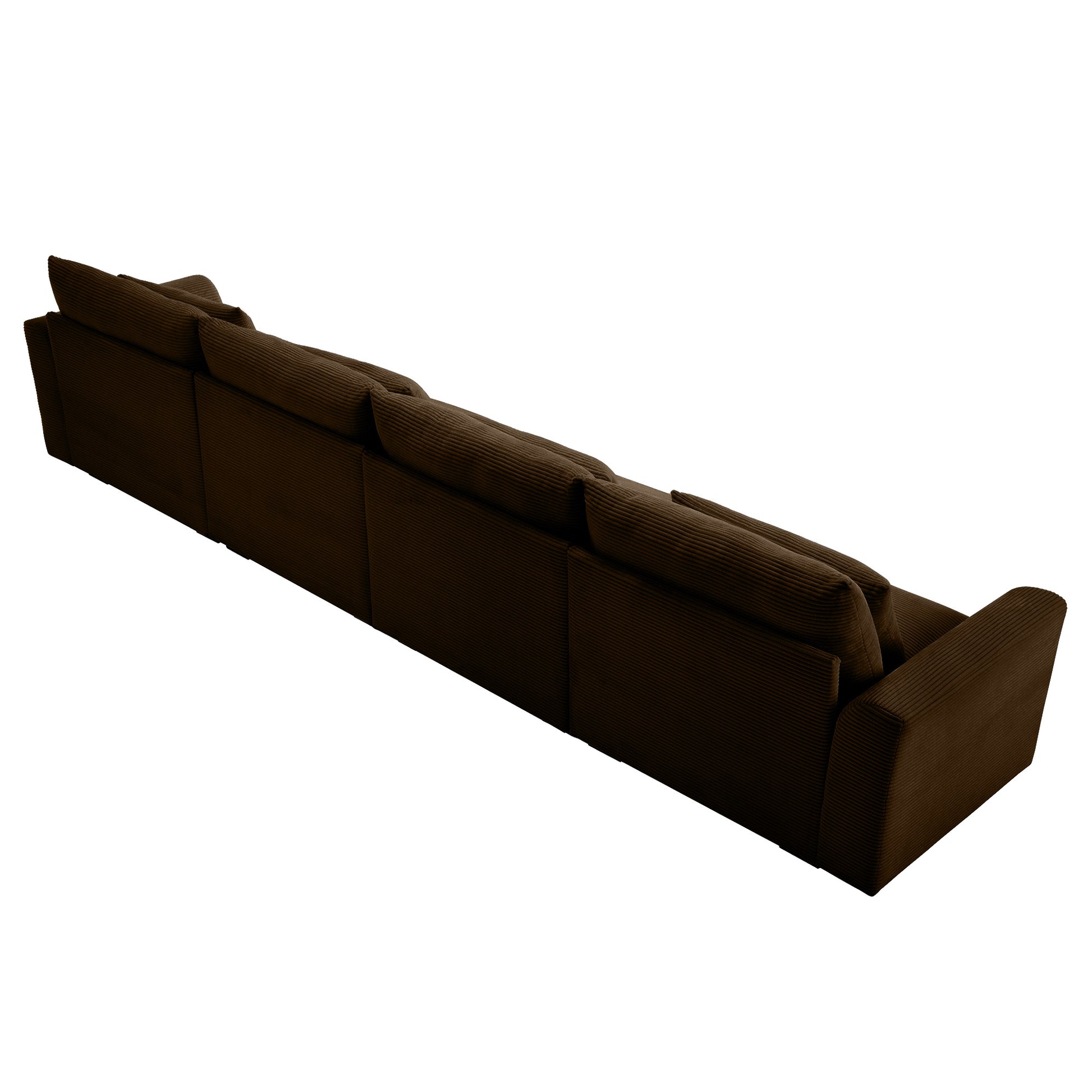 4 Seater Deep Seat Couches For Living Room, Comfy Brown Corduroy Sofas For Living Room Modern With 4 Waist Pillows Brown Corduroy 4 Seat