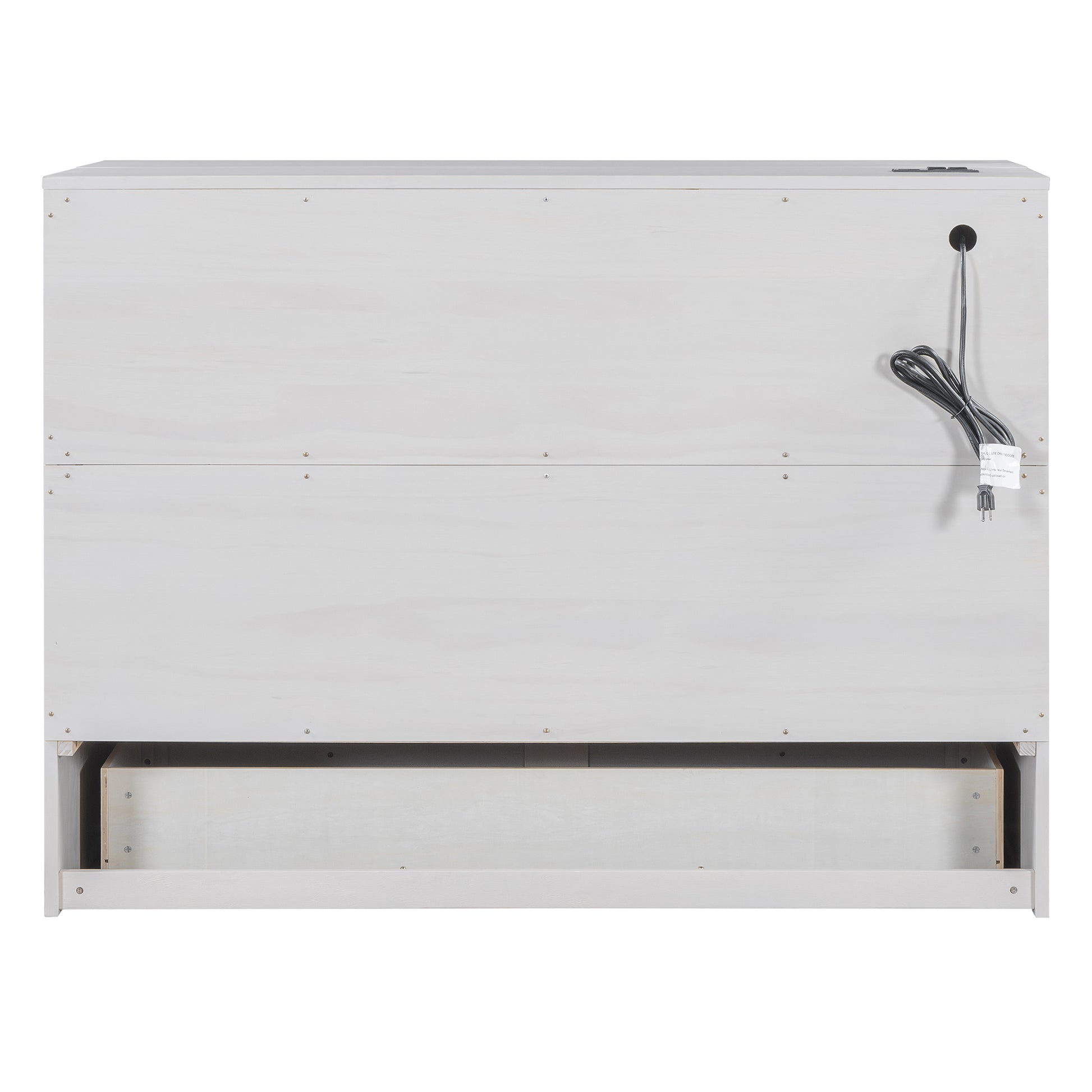 Full Size Murphy Bed With Large Drawers,White Full White Plywood