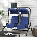 Outsunny 2 Seater Swing Canopy Replacement With Tubular Framework, Outdoor Swing Sunshade Top Cover Canopy Only , Dark Blue Dark Blue Polyester