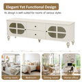 68.9'' Modern Tv Stand For Tvs Up To 75 Inches, Entertainment Center Media Console With Fluted Glass Doors, Five Solid Wood Legs For Living Room Antique White 70 79 Inches Mdf