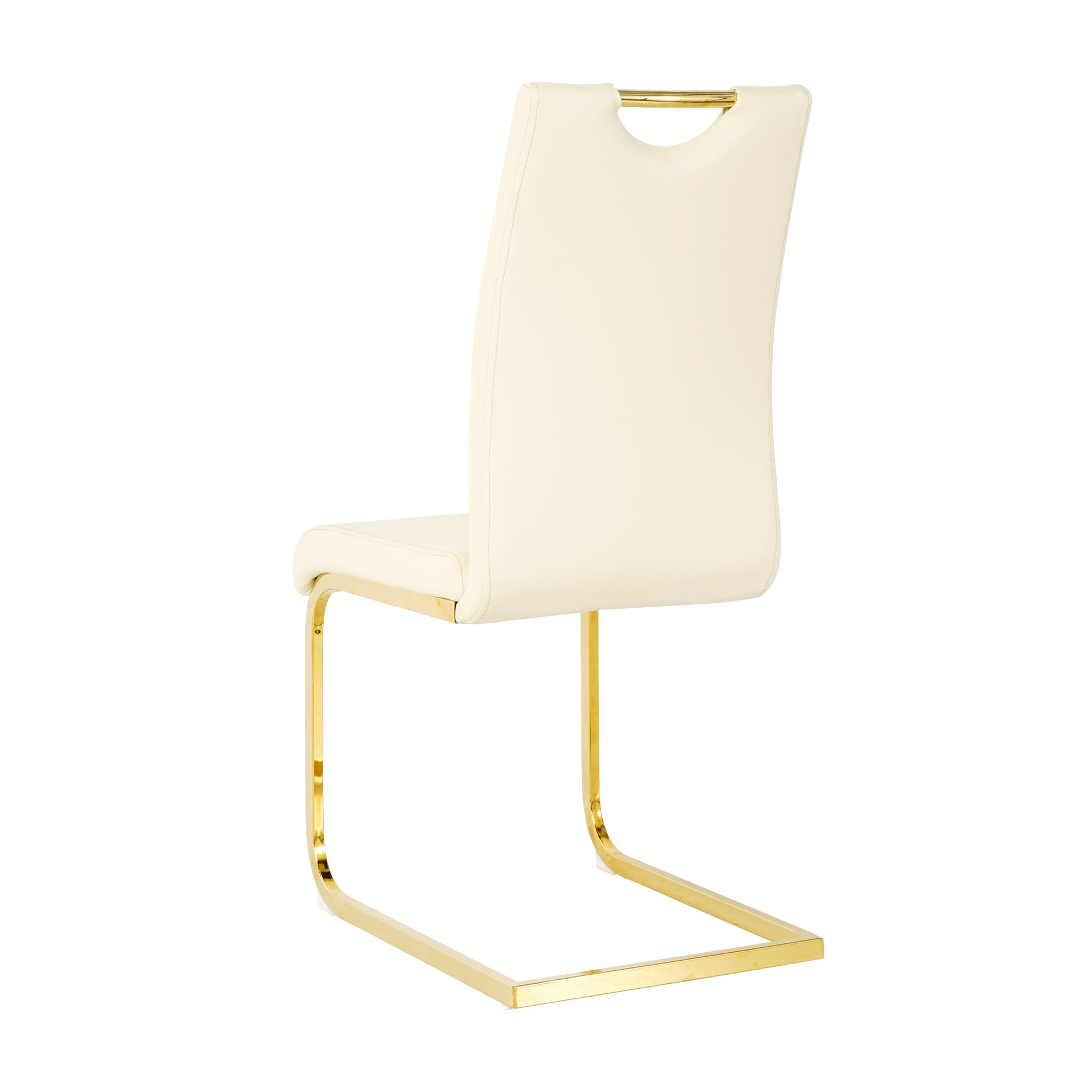 Modern Pu Dining Chair Living Room Chair Upholstered Chair, Gold Metal Chair Leg Design, Kitchen, Living Room, Bedroom, Dining Room Side Chair Set Of 2 Light Yellow Metal