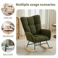 Modern Nursery Rocking Chair Upholstered Glider Chair With High Backrest Rocker Accent Armchair With Solid Wood Legs For Nursery Bedroom Living Room Teddy Dark Green Dark Green Teddy