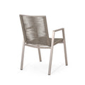 Outdoor Modern Aluminum Dining Chair With Rope Seat Set Of 2 , Silver And Taupe Taupe Aluminium