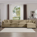 Corduroy Sofa Modern Upholstered 4 Seater With With 1 Footstool Corduroy Fabric Sofaoffice Living Room Apartment Comfort Sofa, Easy To Assemble With 2 Arm Pillows And 4 Throw Pillows Tan Corduroy 4 Seat