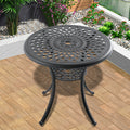 30.71 Inch Cast Aluminum Patio Dining Table With Black Frame And Umbrella Hole Dining Set Black Rust Resistant Frame Garden & Outdoor Complete Patio Sets Aluminium