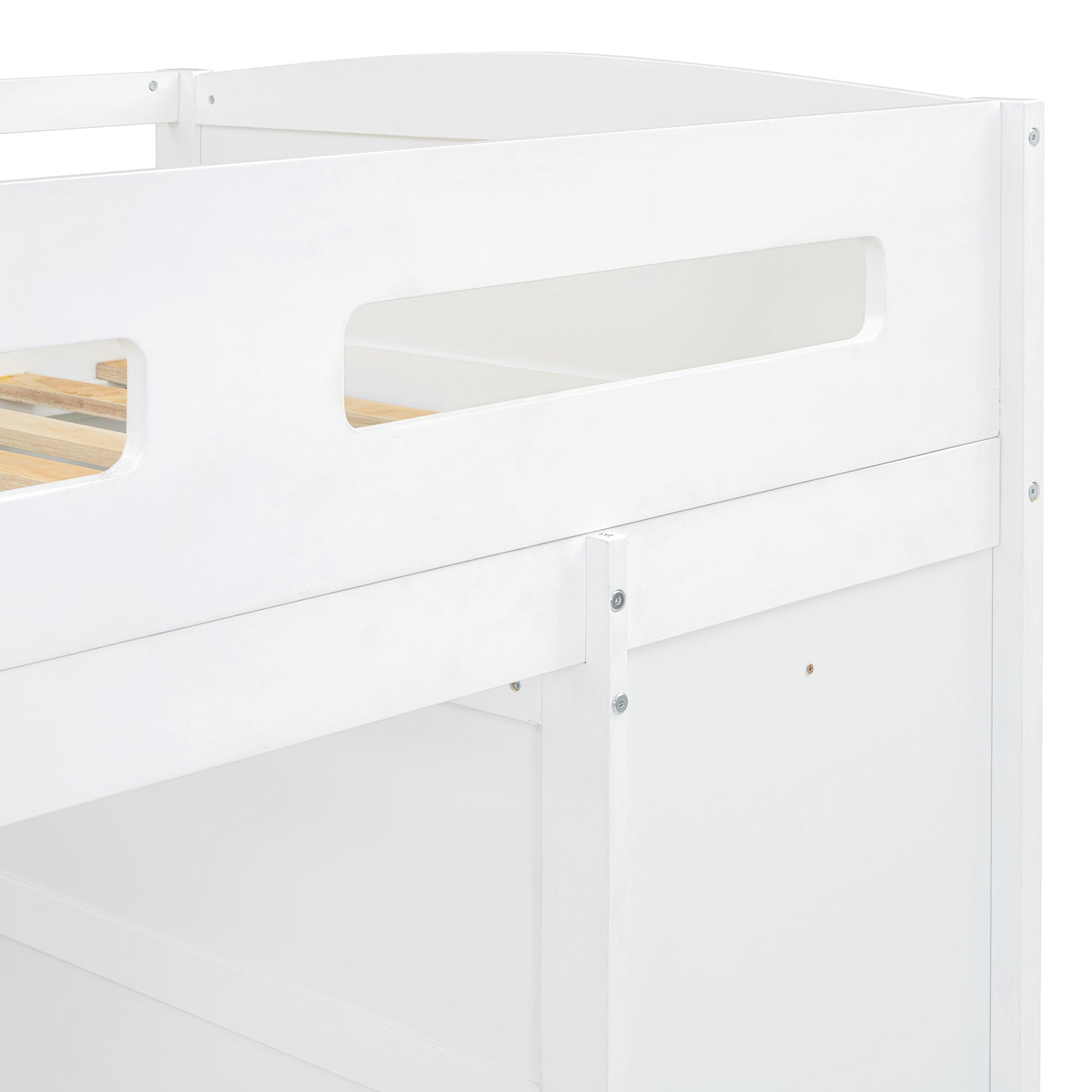 Twin Size Loft Bed With Desk, Wardrobes, 4 Drawers And 4 Shelves White Twin White Solid Wood