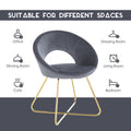 Modern Accent Velvet Chairs Set Of 2 Dining Chairs Single Sofa Comfy Upholstered Arm Chair Living Room Furniture Mid Century Leisure Lounge Chairs With Golden Metal Frame Legs Grey Velvet