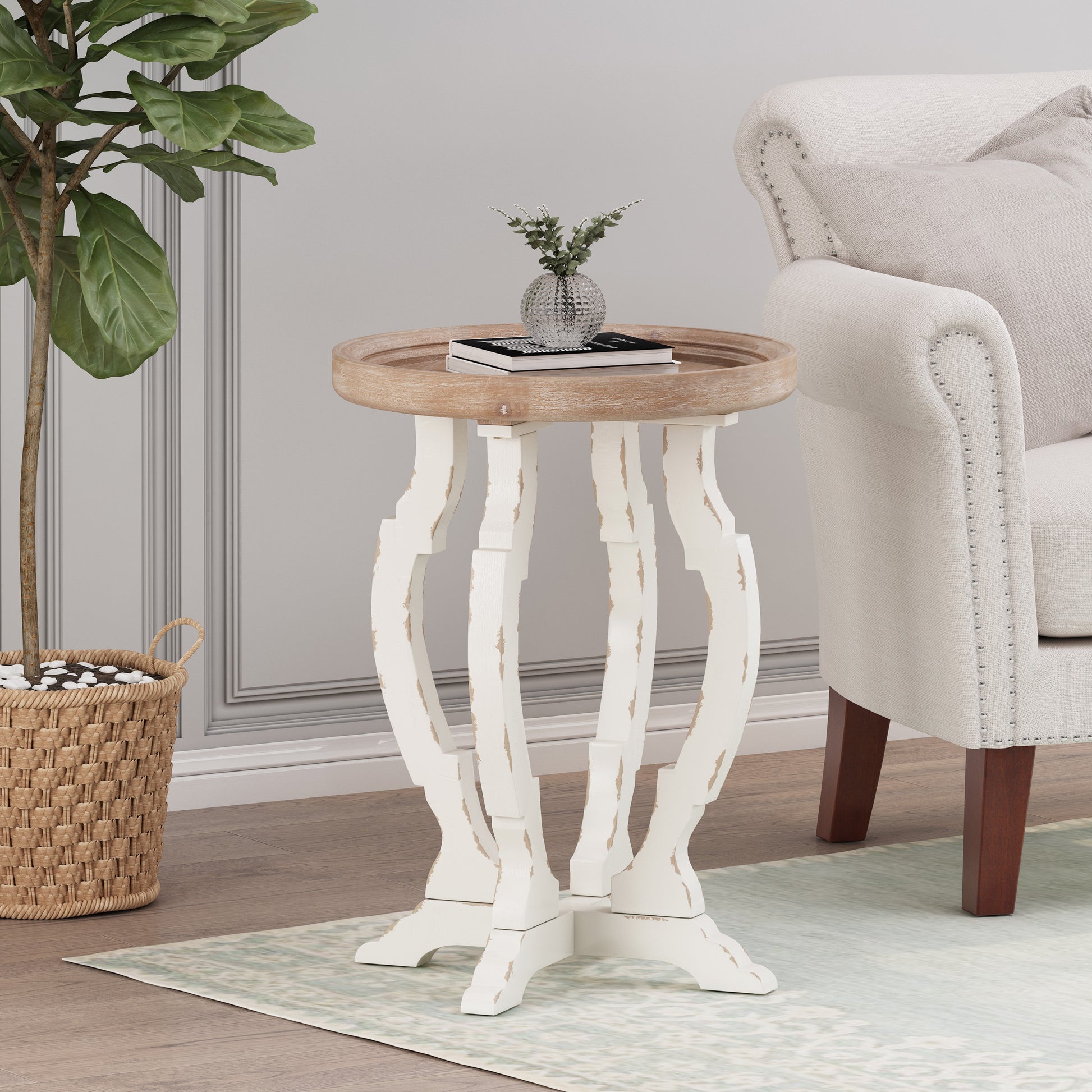 Accent Table Natural White Mdf