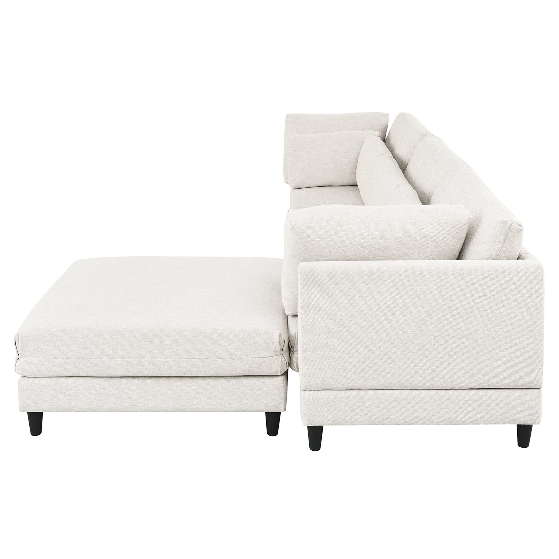 Modern Modular Sectional Sofa With Movable Ottoman, 110 Inch 4 Seat Sofa Set With 5 Pillows, Unique Piping Stitch Design, Convertible L Shaped Sofa For Living Room, Office & Spacious Rooms Beige