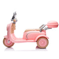 12V Two Seater Kids Ride On Electric Motorcycle,Three Wheels Kids Toy With Slow Start,Multi Function Player,Usb,Bluetooth, Light,Backseat Flip Adult Seat, Oversized Storage Box For Kids Aged 3 6. Pink Plastic