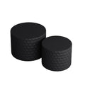 Stylish And Minimalist Nesting Coffee Table Set With Honeycomb Design, Modern Round Coffee Table, Drum Circle Coffee Table For Living Room, Bedroom, Black Set Of 2 Pieces Black Mdf