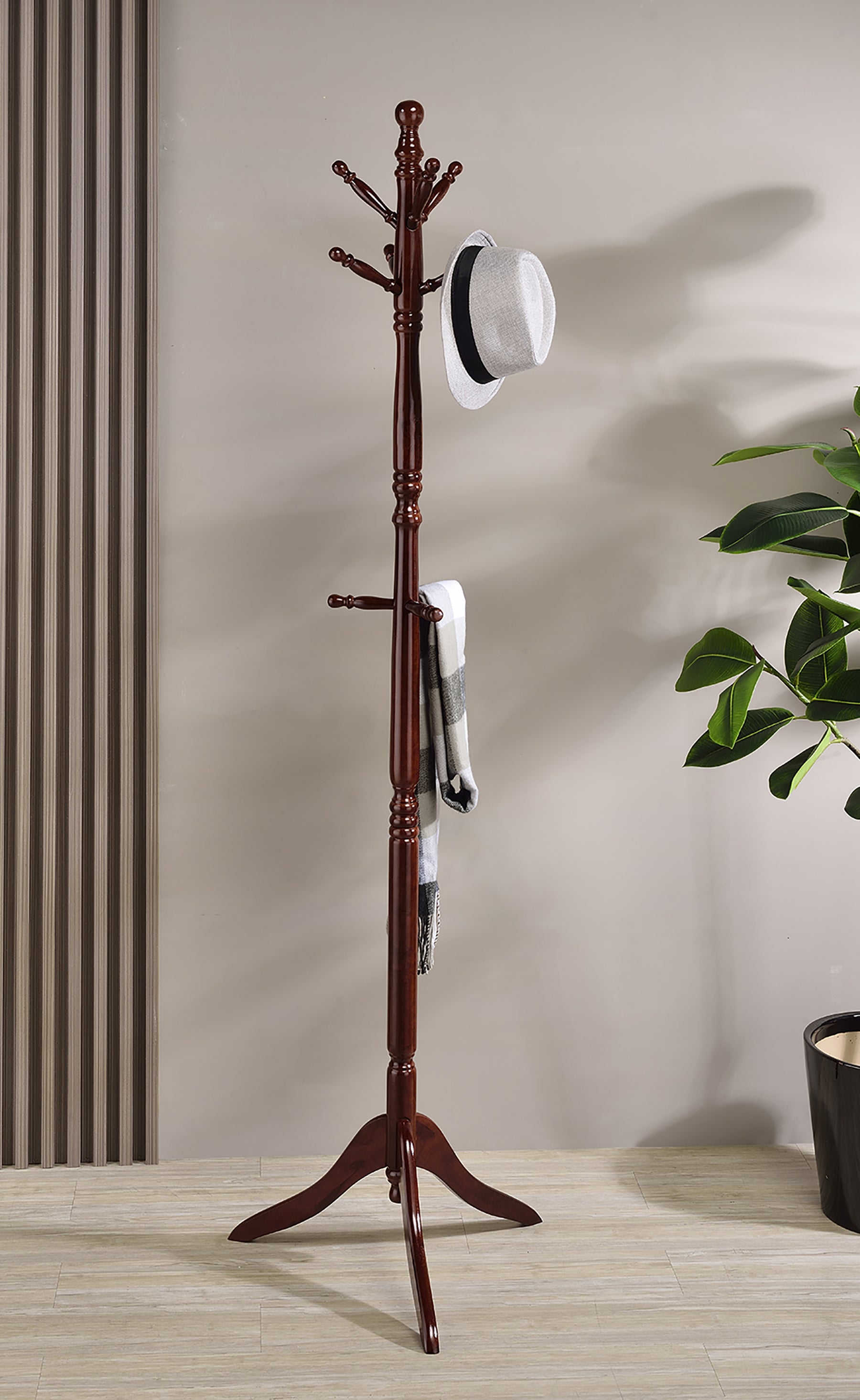 71.5" Tall Wooden Standing Coat Rack "Swivel" With Cherry Finish Cherry Wood