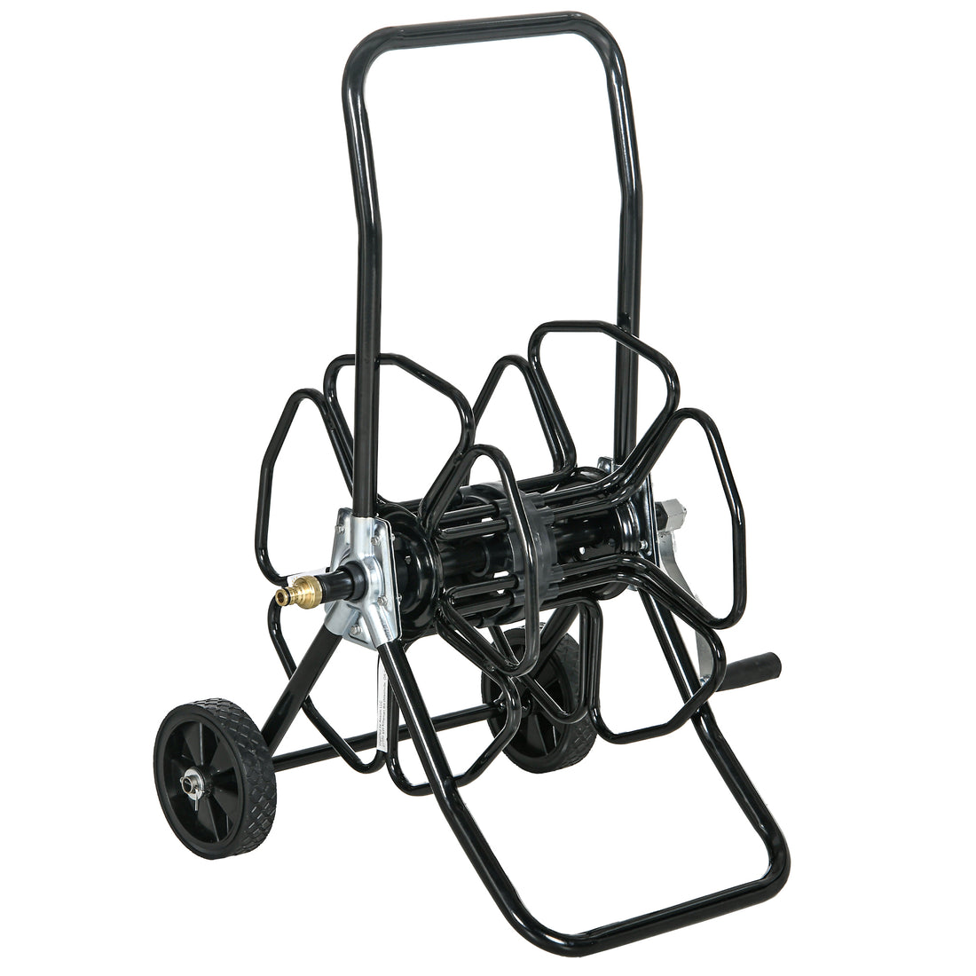 Outsunny Garden Hose Reel Cart, Hold Up To 98' Of 5 8" Hose Hose Not Included , Portable Water Hose Cart With Wheels For Yard, Lawn, Black Black Steel