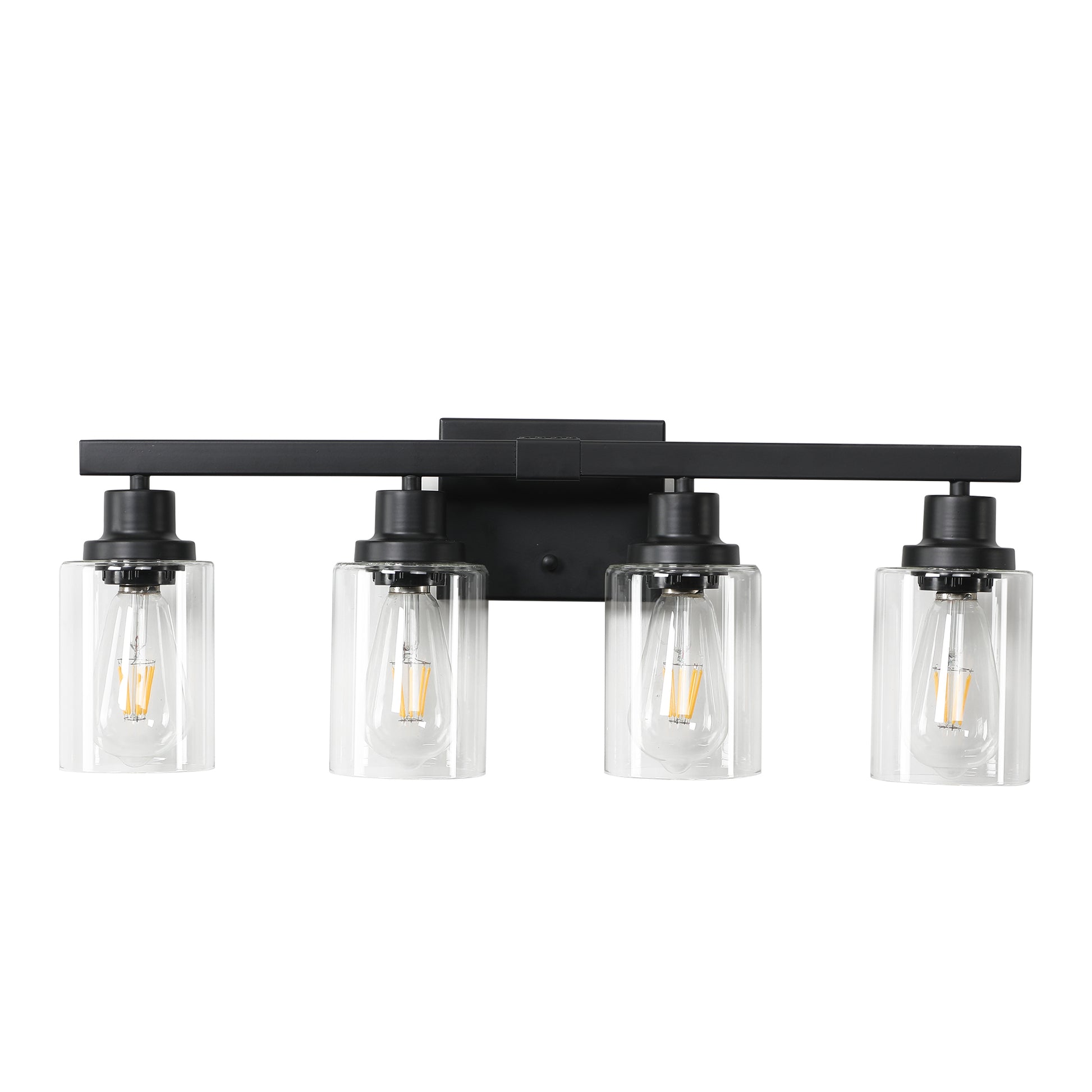 4 Lights Farmhouse Vanity Lights Fixture Rustic Bathroom Light Fixture Bathroom Sconce Black Modern Glass Iron