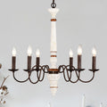 Retro White And Rust Color Chandelier With Light Fixture 6 Light E12 No Include Bulb Pendant Light Fixtures For Dining Room, Lobby, Kitchen, Bedroom, Living Room, Conference Room, Home Office Retro