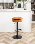 Round Storage Bar Stool Set Of 2, Brown Faux Leather Height Adjustable Barstool, 360 Counter Height Swivel Stool, Armless Bar Chair With Metal Frame For Kitchen Counter Dining Living Room Brown Set Of 2 Foam Pu Leather