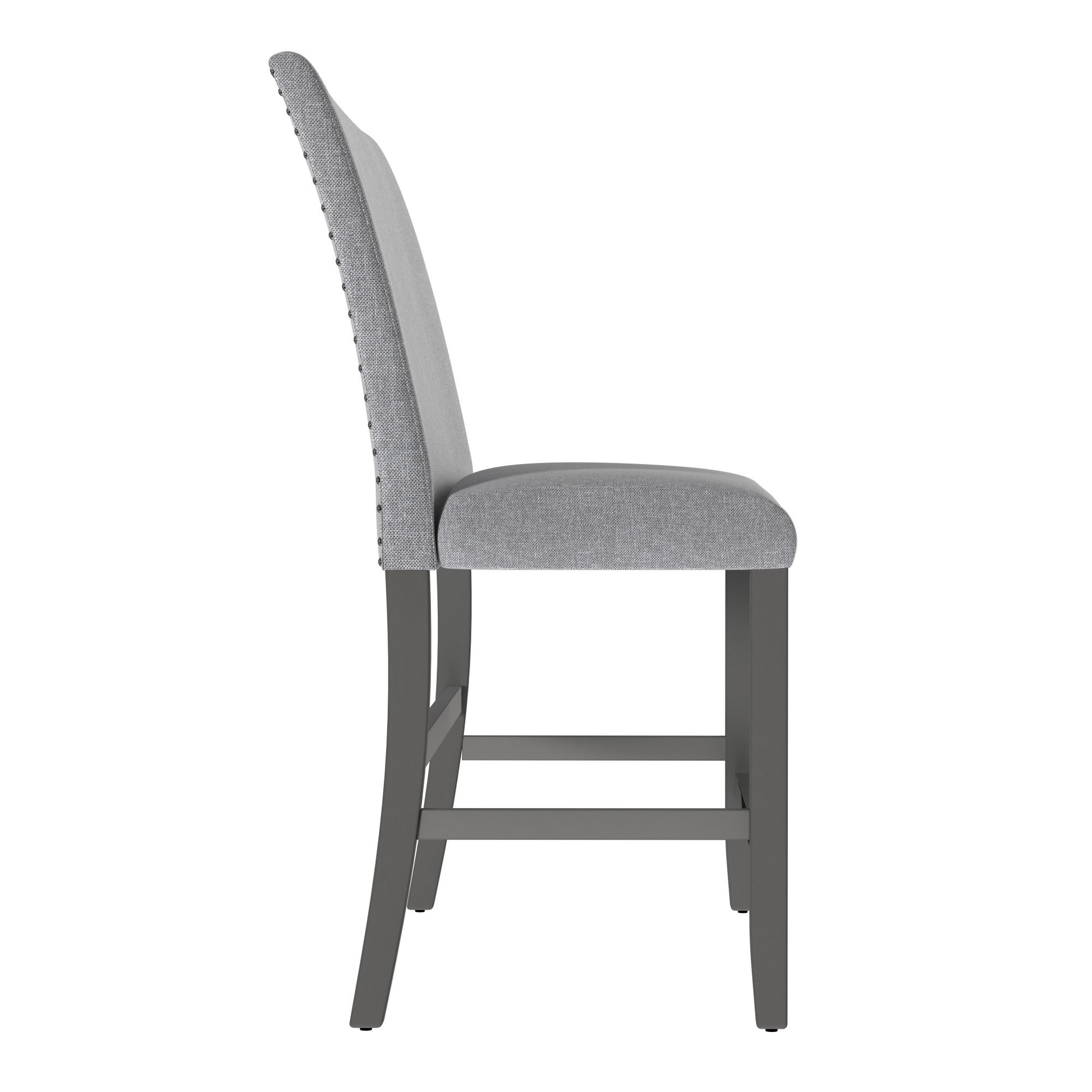 Glimm Gray Upholstered Bench With Back Gray Foam Engineered Wood
