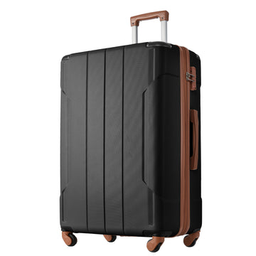 Hardshell Luggage Spinner Suitcase With Tsa Lock Lightweight Expandable 24'' Single Luggage Black Brown Abs