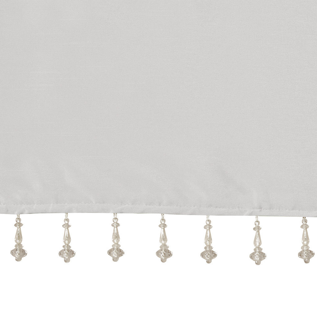 Lightweight Faux Silk Valance With Beads Silver 50X26" Silver Polyester