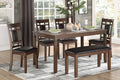 Classic Cherry Finish 6Pc Dinng Set Table Bench 4X Chairs Faux Leather Upholstery Kitchen Dining Furniture Wood Wood Cherry Seats 6 Wood Dining Room 60 Inches Bench Seating Classic,Transitional 4 Leg Rectangular Dining Table With Chair And Bench Wood