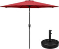 Outdoor Market Table Patio Umbrella With Button Tilt, Crank And 8 Sturdy Ribs For Garden, Deck, Lawn, Backyard & Pool Red Black Polyester