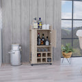 Fargo Bar Cart With Cabinet, 6 Built In Wine Rack And Casters Grey Primary Living Space Modern Particle Board Shelves Included Engineered Wood