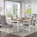 Grey And Antique White Padded Side Chair Set Of 2 Solid Grey White Dining Room Traditional Side Chair Solid Back Set Of 2 Wood Fabric