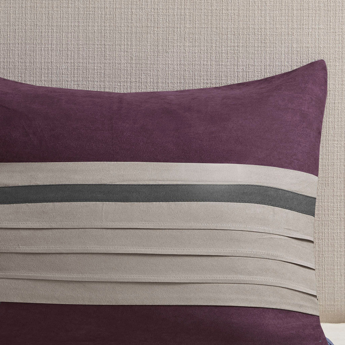 7 Pc Pieced Faux Suede Comforter Set Purple Cal King California King Purple Polyester