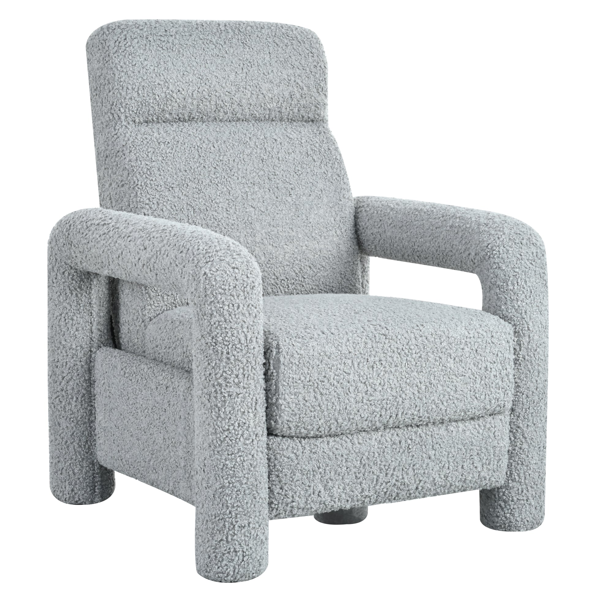 31.25" Push Back Recliner Armchair Upholstered Recliner Chair Single Sofa With Adjustable Backrest For Living Room, Light Grey Light Grey Teddy
