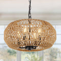 Farmhouse Rattan Pendant Lights, 15.7